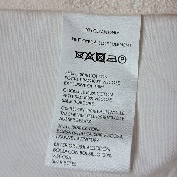 Anthropologie Pilcro Fray Hem Blazer Jacket Womens XS Ivory Pink Double Breasted - Picture 9 of 12